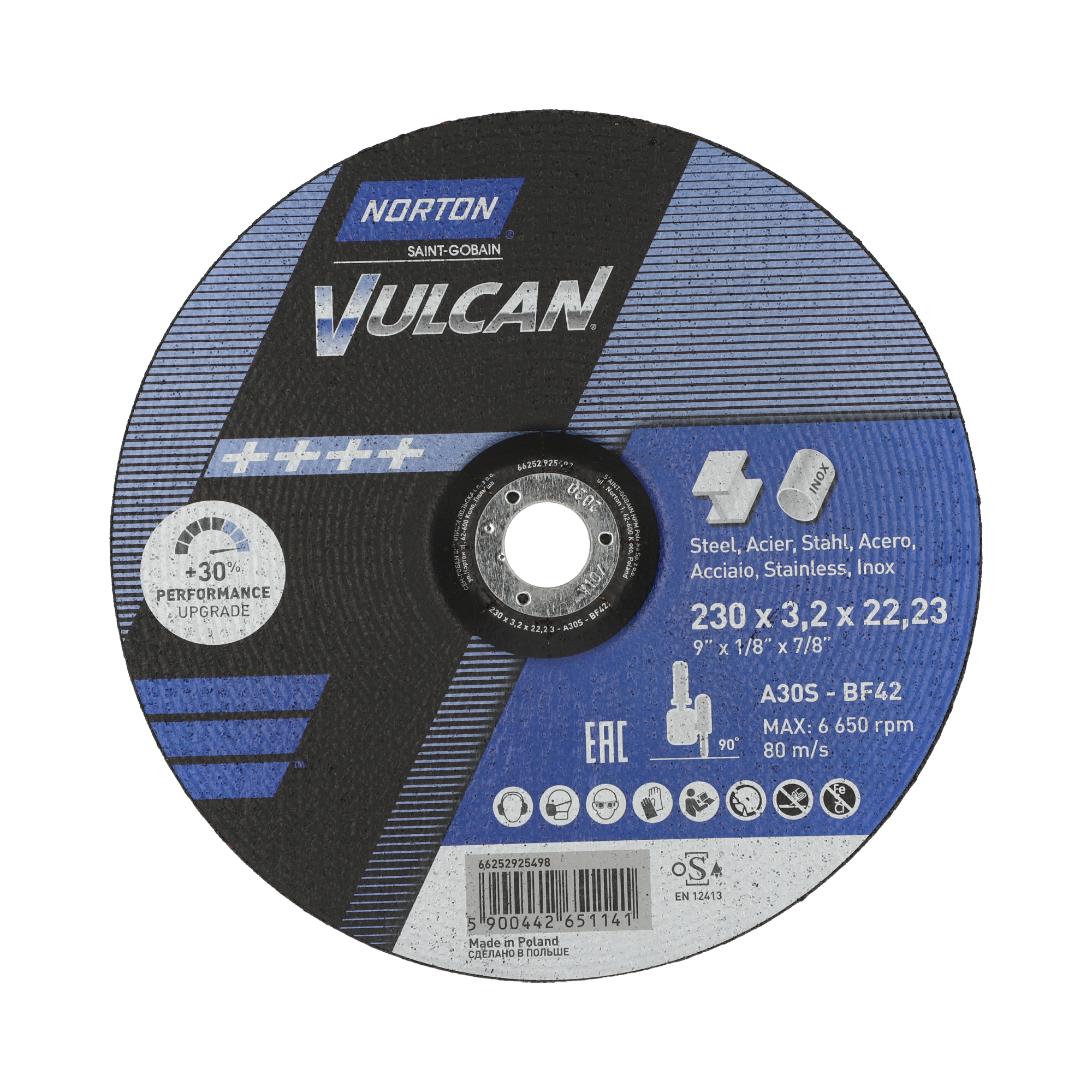 Disco Corte Metal/Inox 42_230x3,2x22 Vulcan