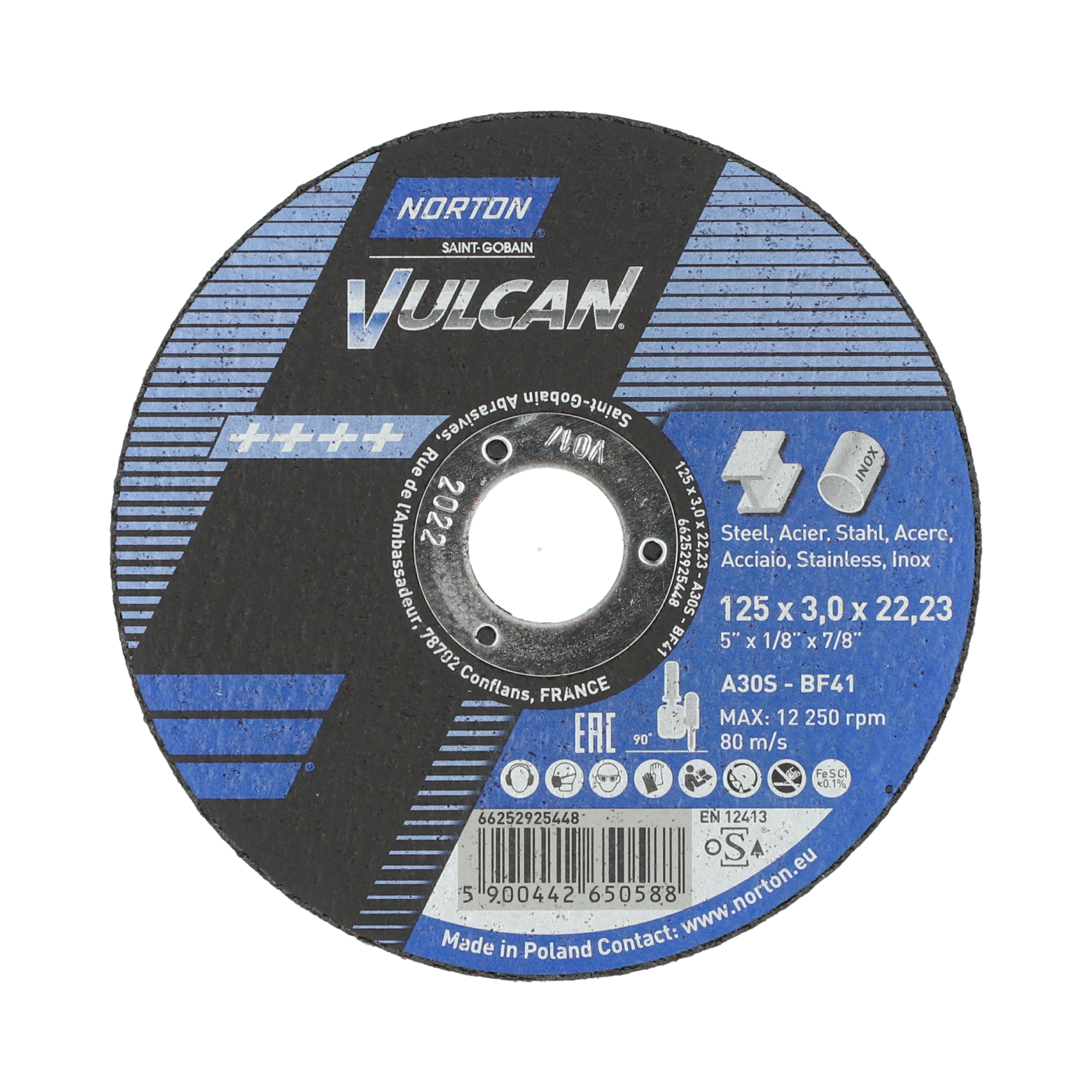 Disco Corte A30S_125x3x22,23 T41 Vulcan