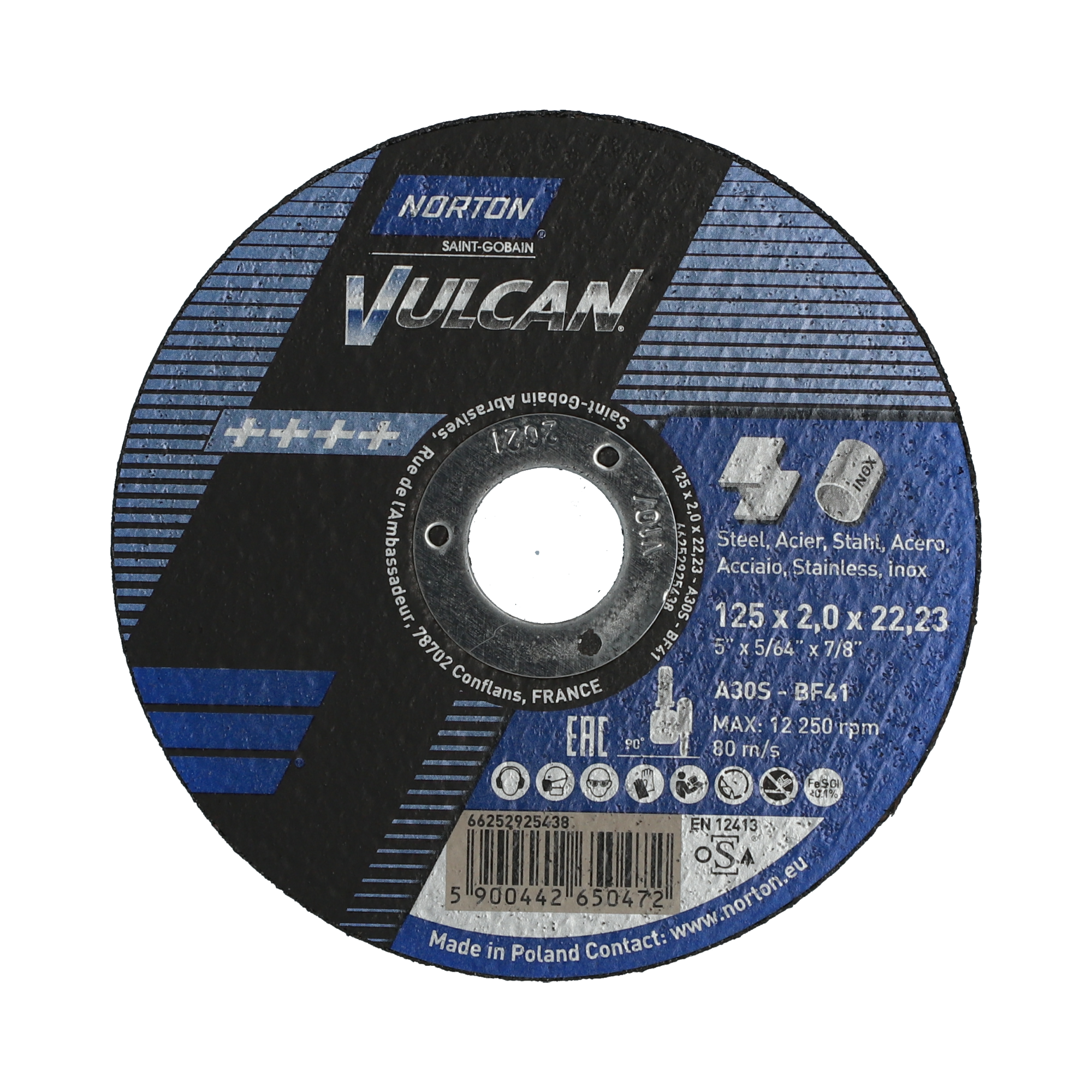 Disco Corte A30S_125x2x22,23 T41 Vulcan