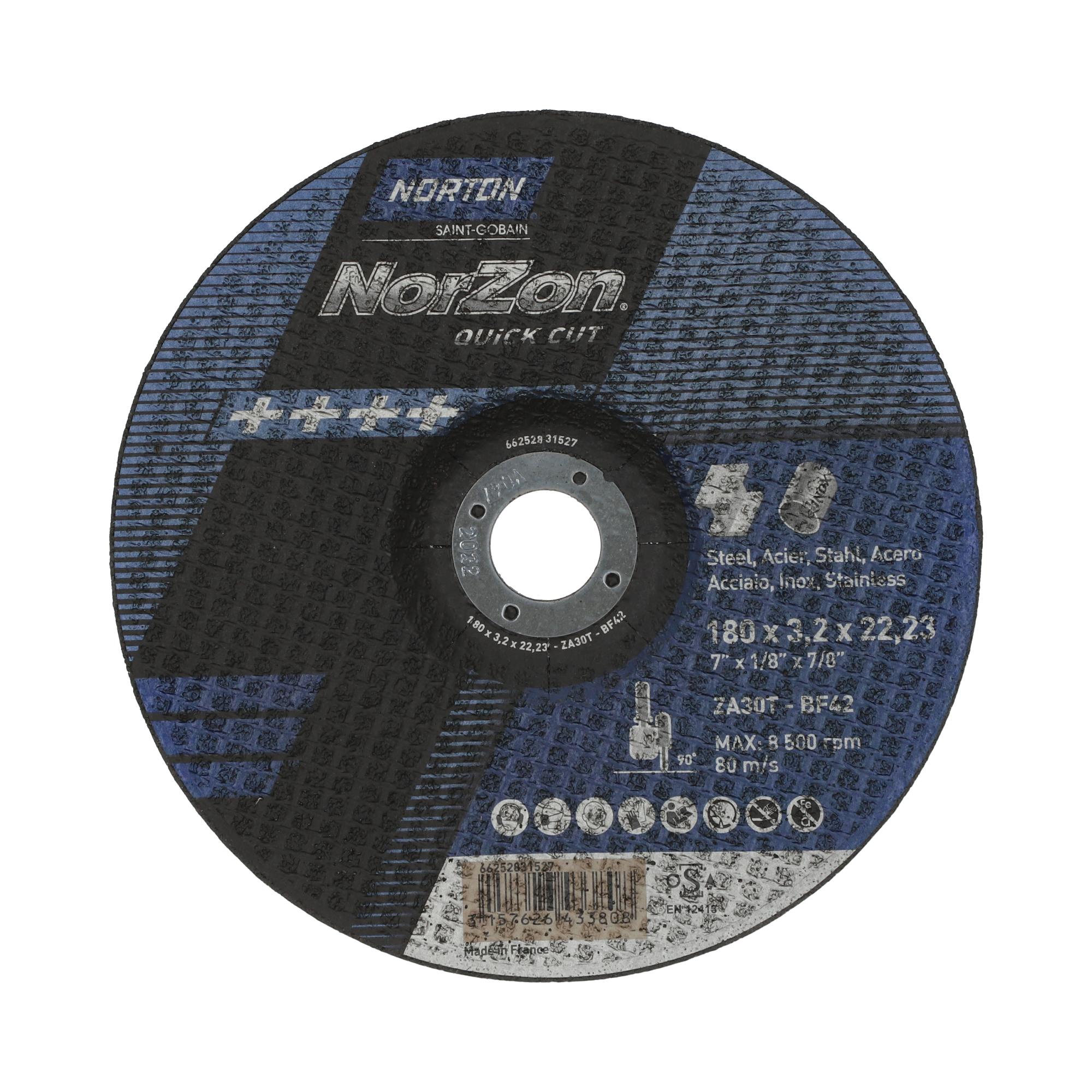 Disco Corte Metal/Inox 180x3,2x22 Norzon Quick Cut