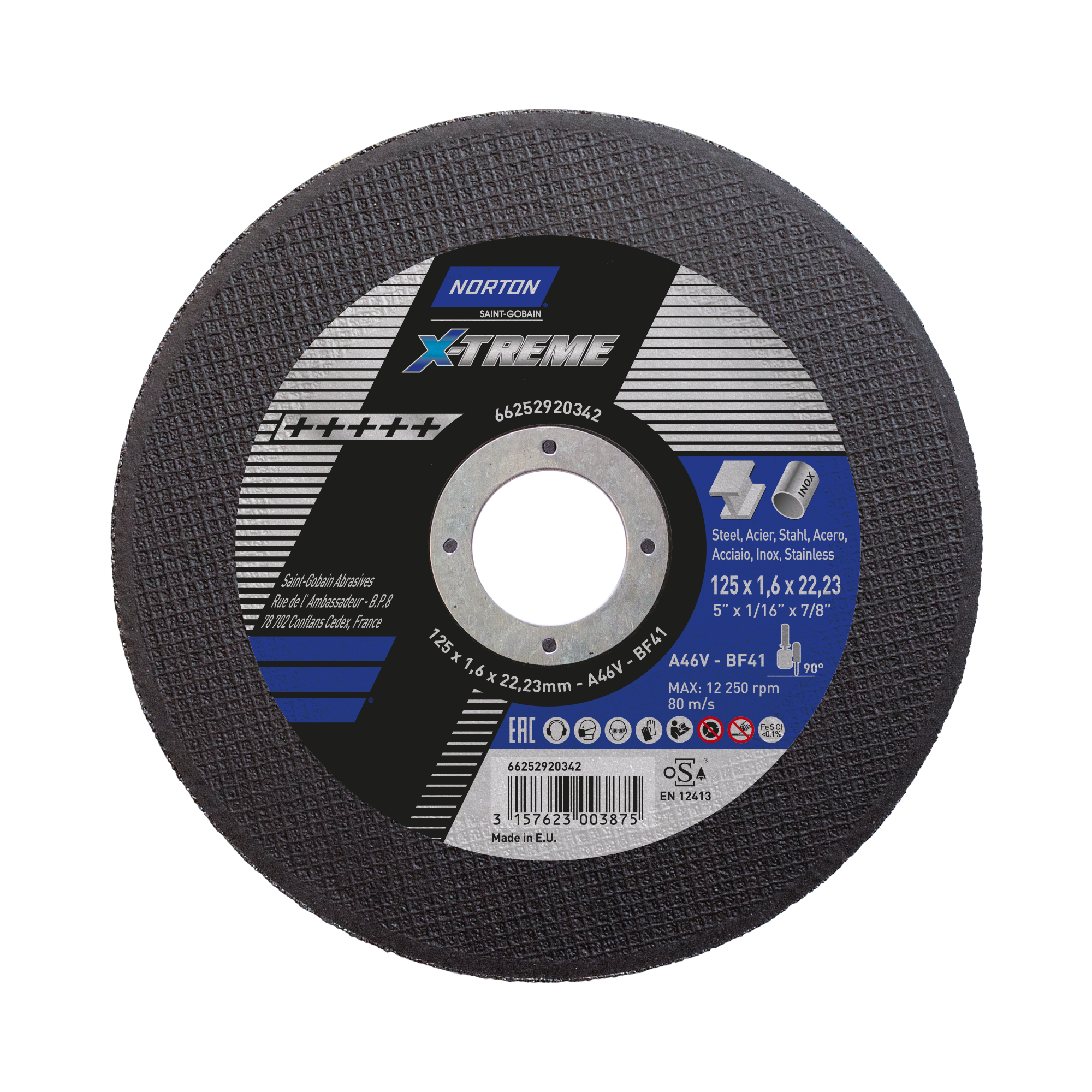 Disco de Corte A46V 125x1,6x22,23 T41 X Treme Life
