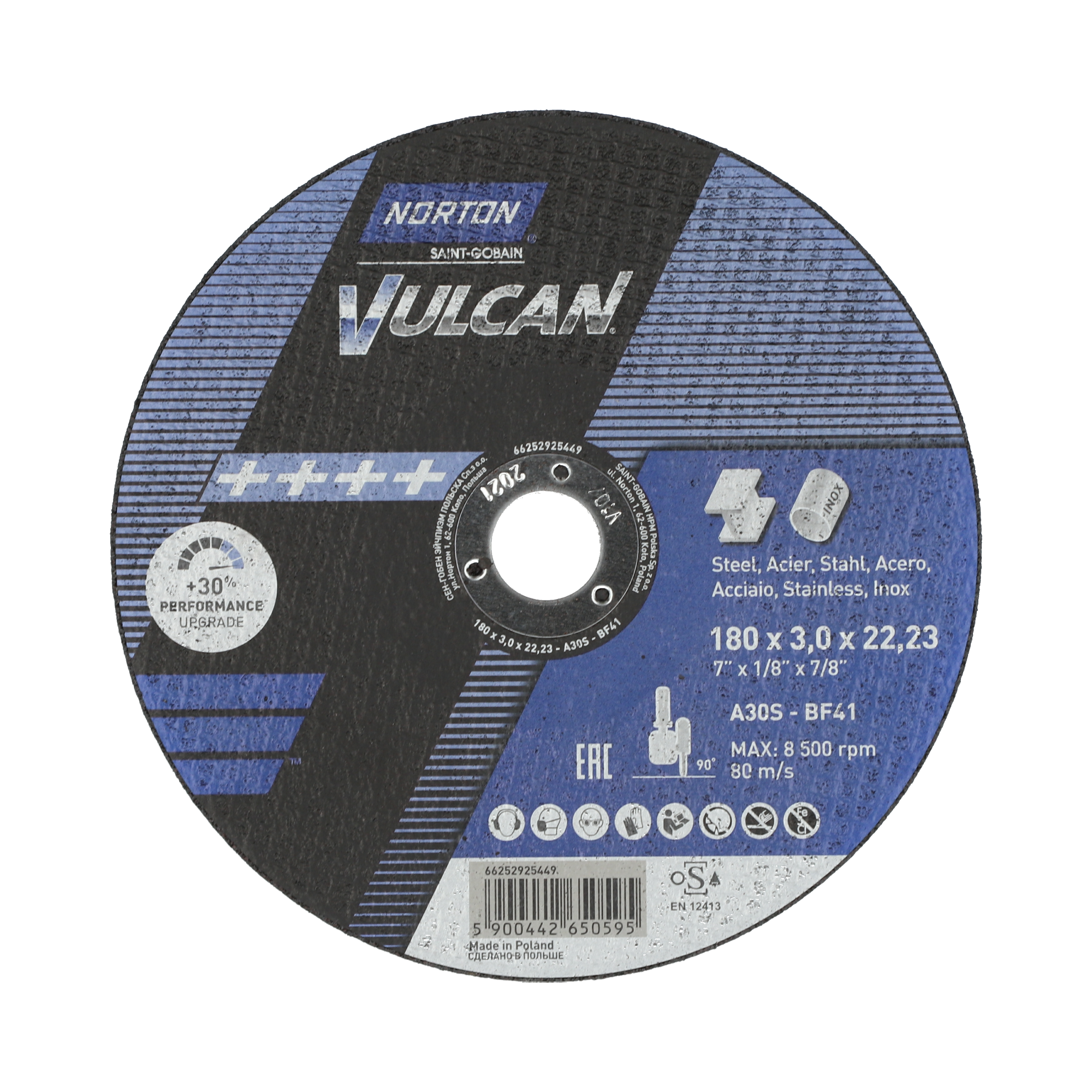 Disco Corte A30S 180x3,0x22,23 T41 NOR-Vulcan