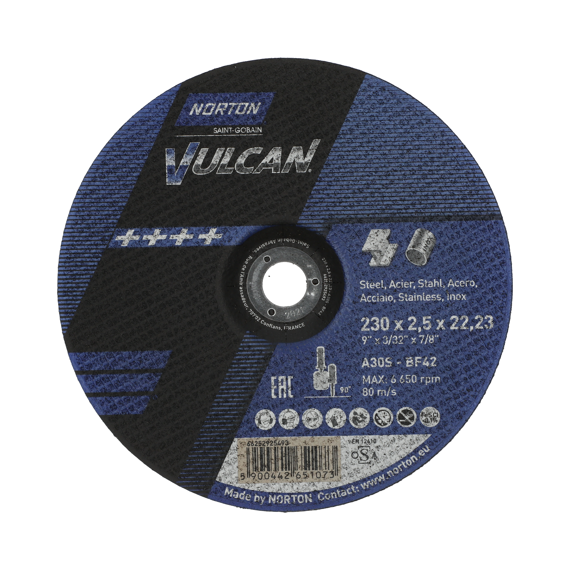 Disco Corte A30S 230x2,5x22,23-T42 NOR-Vulcan
