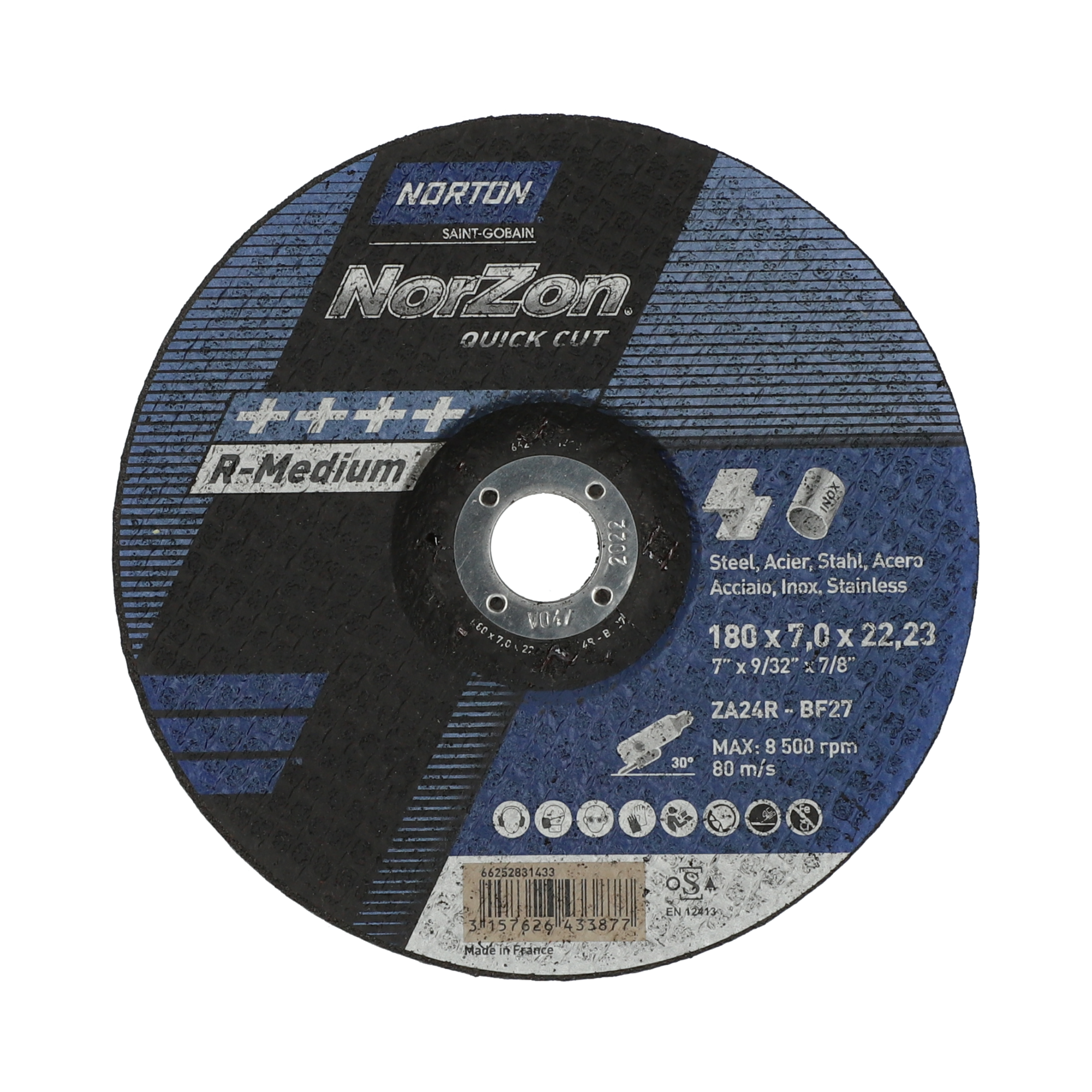 Disco Rebarbar Metal/Inox180x7x22 Norzon Quick Cut