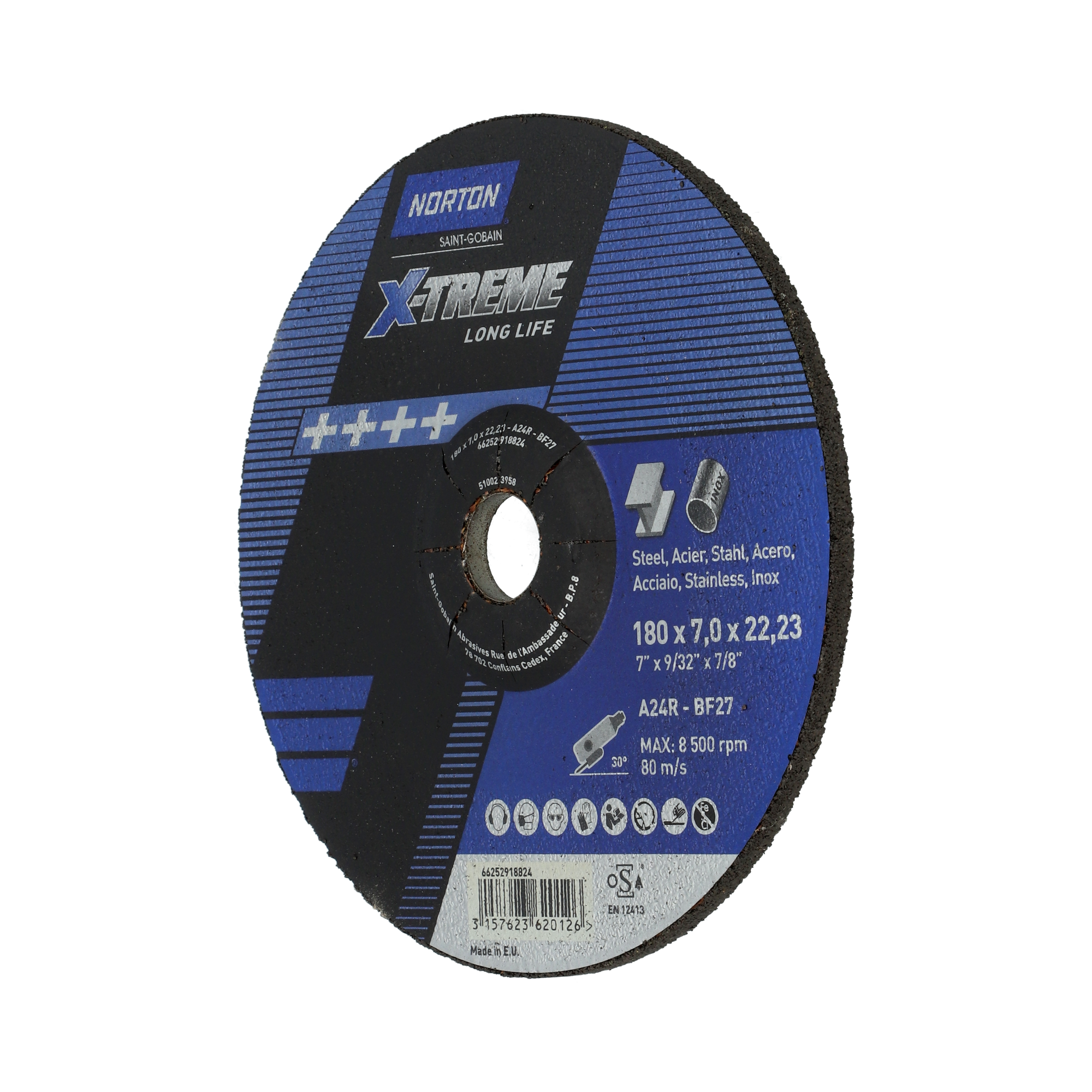 Disco Rebarbar 180x7,0x22,23 A24R X-Treme Life