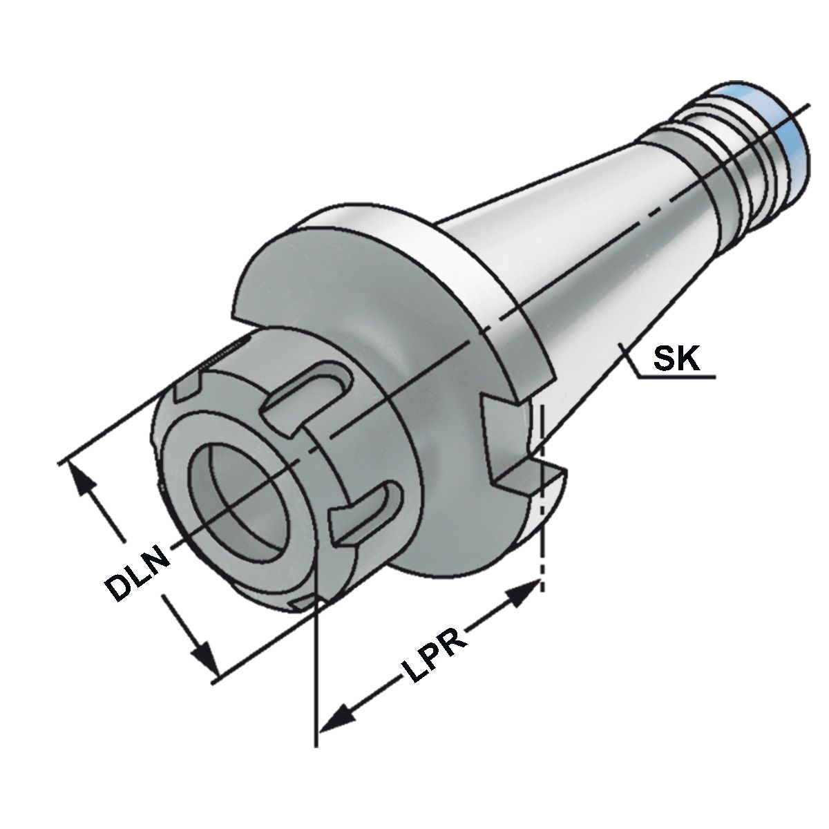 Mandril ER-Collet SK 50 - 3/26 - 63 para Ferramentas Cilíndricas