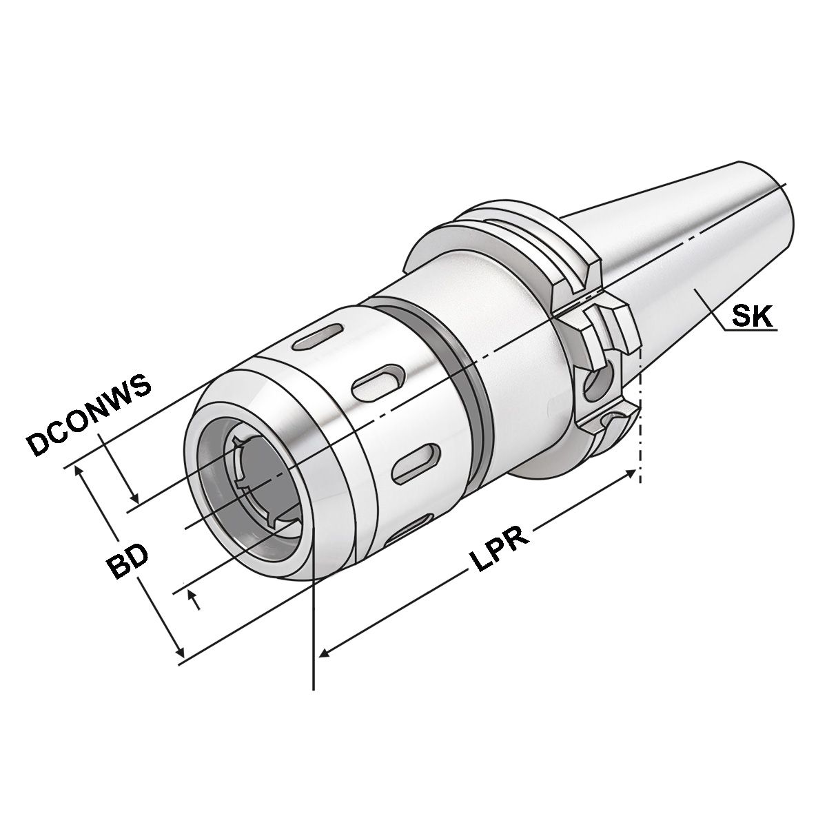 Milling Chuck SK 50 - 25 - 90 para Ferramentas de Haste Reta