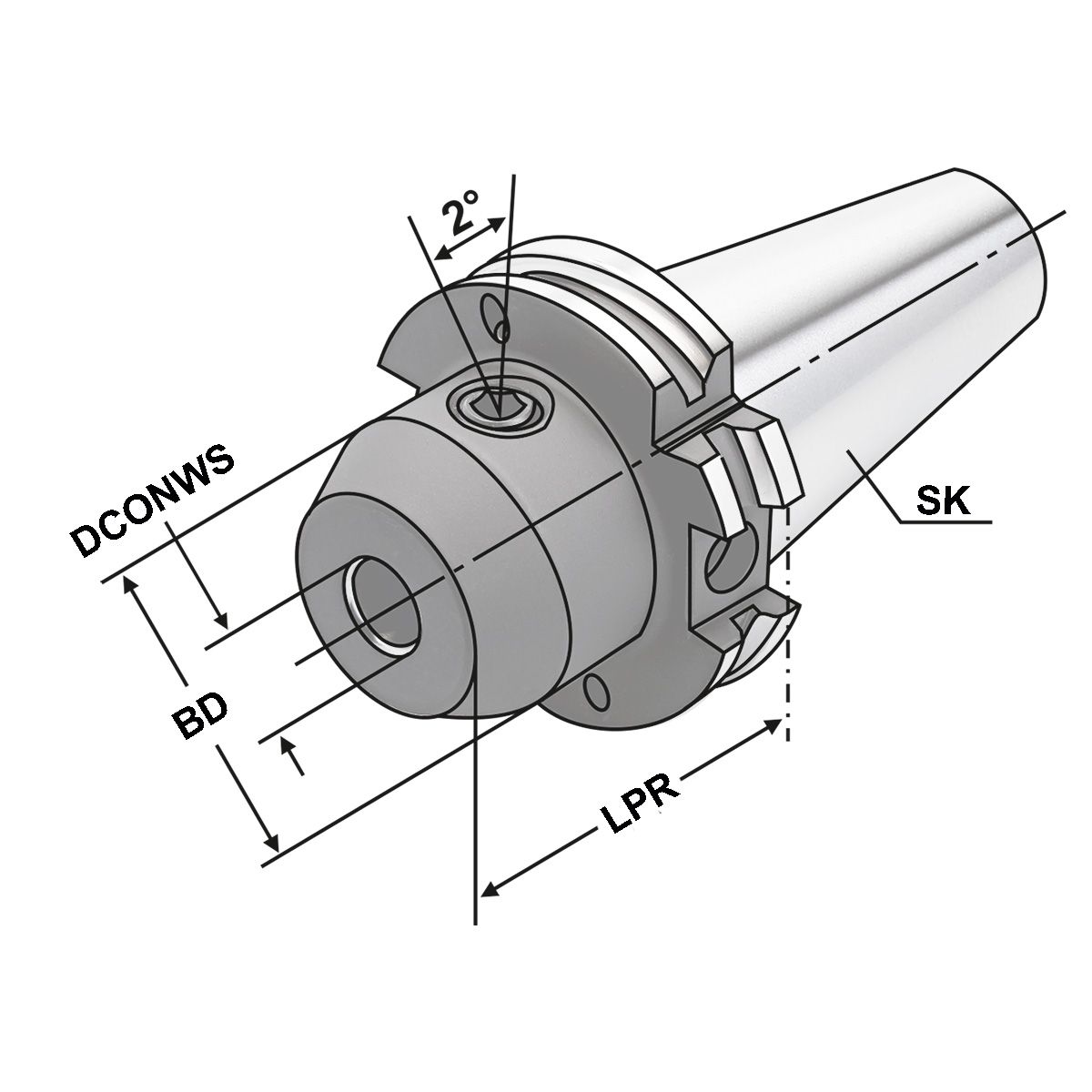 Porta-fresas Whistle-Notch SK 40 - 12 - 50 para Ferramentas de Haste Reta